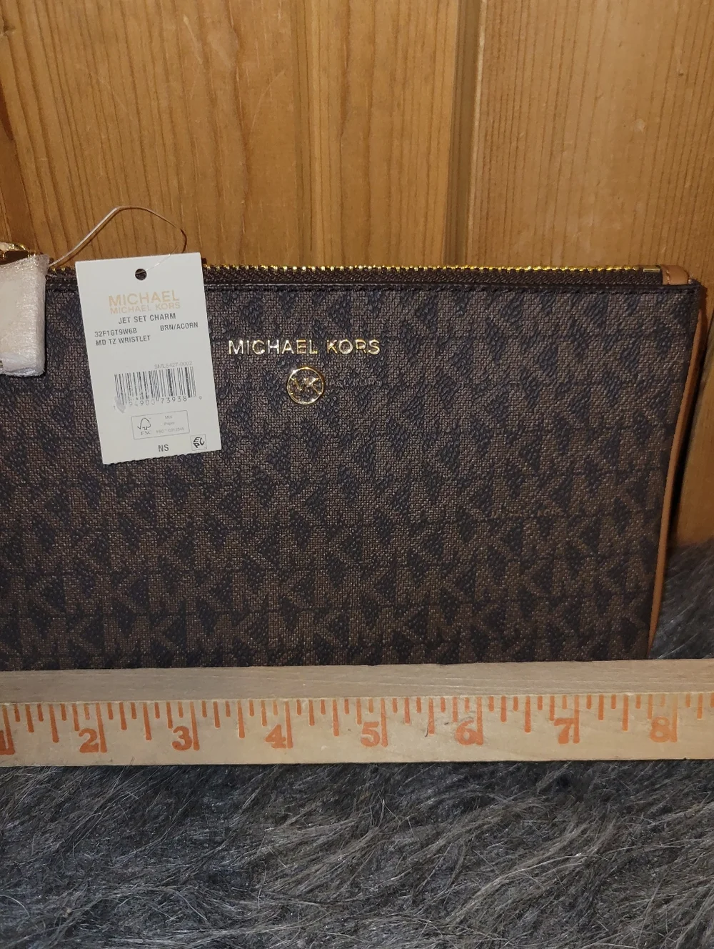 Michael Korsjet Set  Brown Logo Wristlet
